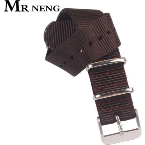 MR NENG 1pcs Watch Straps18mm 20mm 22mm Nylon Band Watch NATO Strap For Zulu Brown Color Watchband Buckle Ring