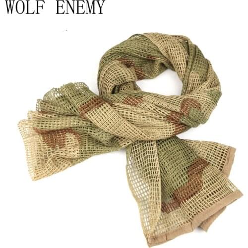 Russian YEGER Woodland Camo Tactical Army Mesh Cotton Scarf Hiking Scarves Sniper Veil Net 186cm*86cm