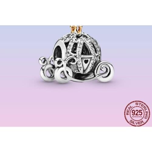 Silver Charm 925 Sterling Silver Pumpkin Car Charm Beads Fit Original Pandora Charm Bracelet Bangle Silver 925 Jewelry Making