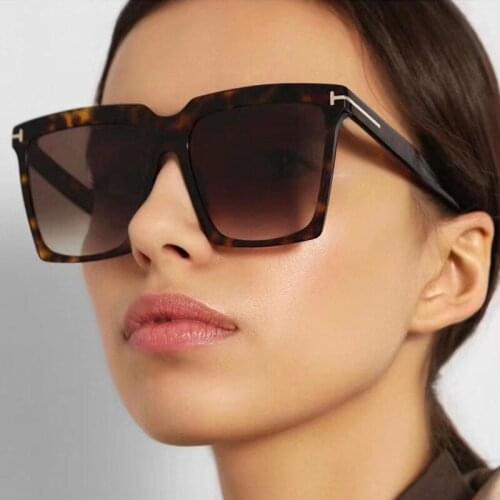 Fashion oversized square women sunglasses classic men retro brand design plastic frame sun mirror uv400
