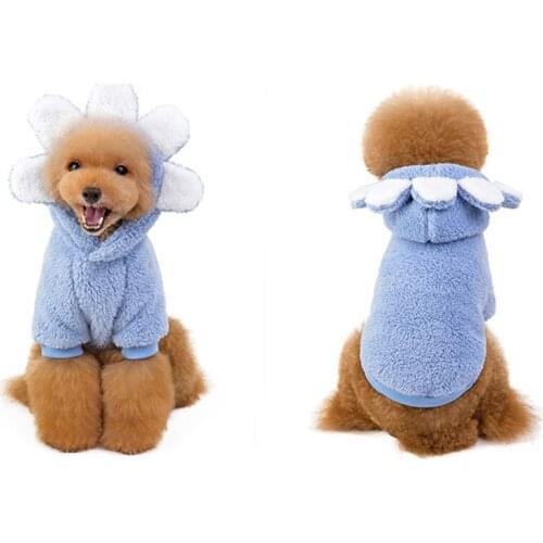 Warm Cute Pet Dog Clothes Autumn Winter Thickening Costume for Small Medium Dogs Puppy Sunflowers Velvet Clothes Pet Products