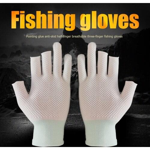 3 Fingers Cut Universal Fishing Gloves Half Finger Summer Outdoor Angling Sunscreen Anti-Slip Gloves Sports Fishing Accessories