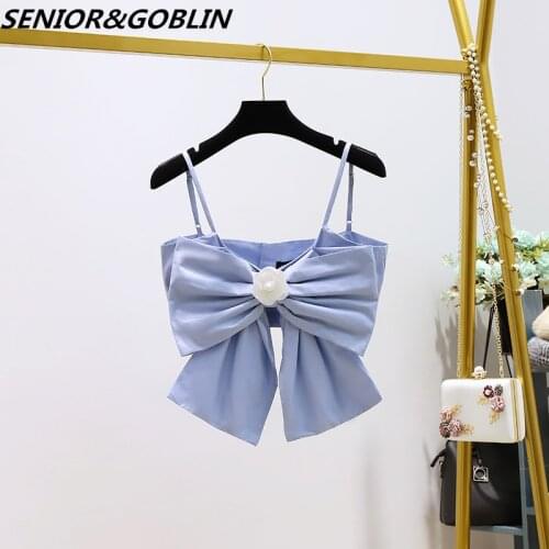 Spring Summer High Waist Crop Tops Tanks 3D Camellia Bowknot Short Sling Vest 2020 Korean Women Sexy Strapless Top