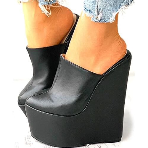 2021 Great Quality Sexy Party High Heels Slipper Sandal Women Platform Wedges Shoes Mules Pumps Big Size 42