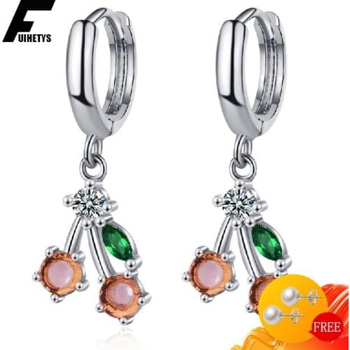 Trendy Earrings 925 Silver Jewelry for Women Korean Style Drop Earring with Zircon Gemstones Wedding Party Ornaments Wholesale