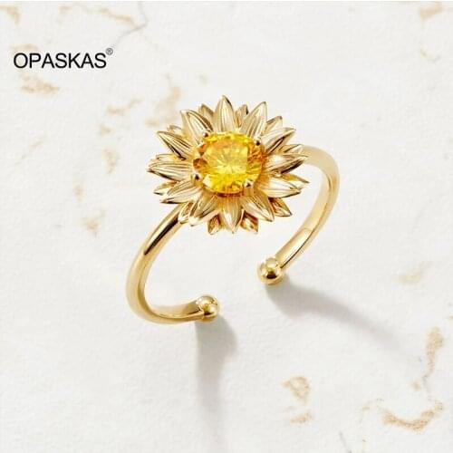 My Sunshine Ring Womens Adjustable Open Ring Sunflower Shape Jewelry Gift for Girl PT