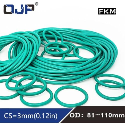 1PC Fluorine rubber Ring Green FKM O ring Seal OD81/85/88/90/91/92/95/96/100/105/110*3mm Rubber O-Ring Seal Oil Gaskets washer