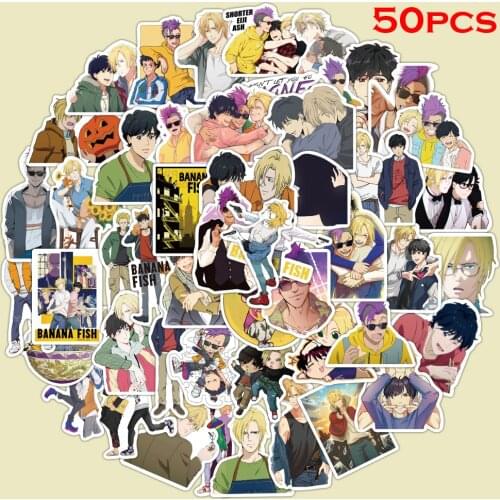 50pcs Anime BANANA FISH Stickers Waterproof graffiti stickers DIY paper suitcase skateboard bicycle childrens toy stickers