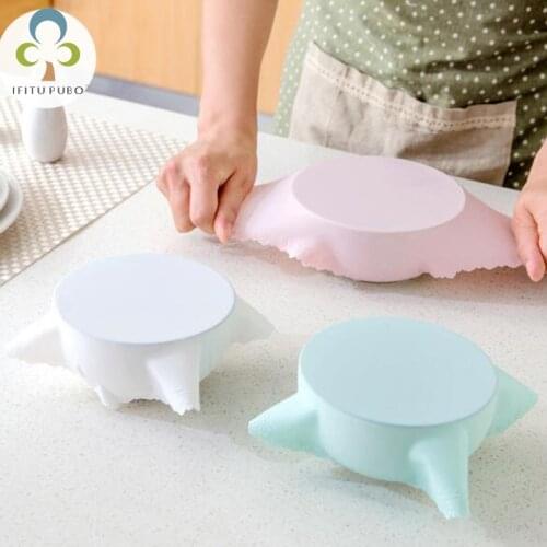 2pcs/lot Silicone Wrap Cover Dish Microwave Oven Refrigerator Fresh Bowl Seal Covering food storage Kitchen Accessories WYQ