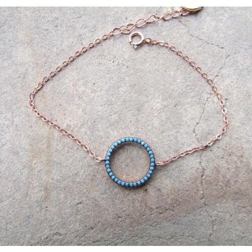 2018 new arrived geometric bracelet fashion rose gold color round circle charm link chain 925 sterling silver fine jewelry