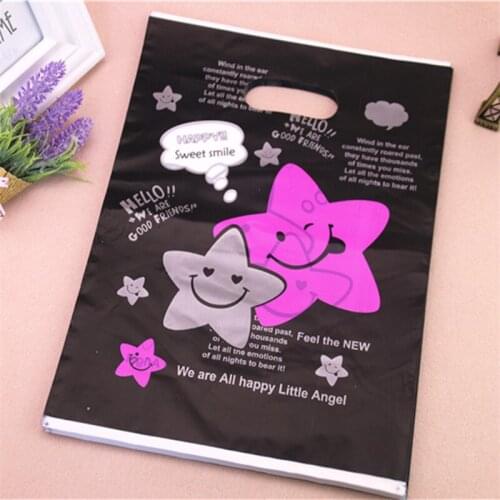 2021 New Design Wholesale 100pcs/lot 25*35cm Fashion Smile Little Angle Shopping Bags Plastic Bags For Hair Extensions