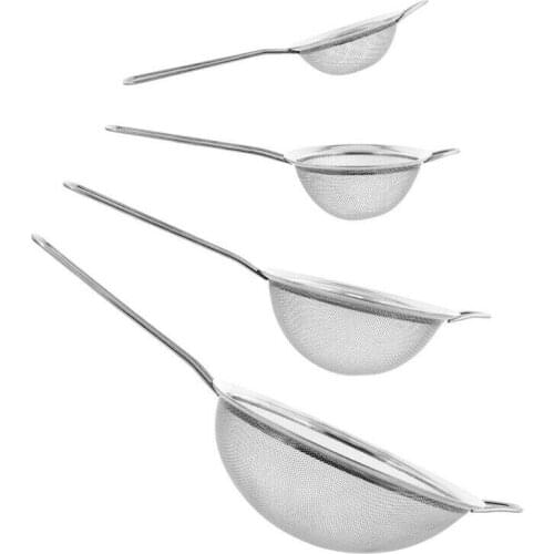 4 PCS Kitchen Sieve Flour Sieve Fine Sieve 7/12/16/22 Cm Set in Stainless Steel Noodle Sieve