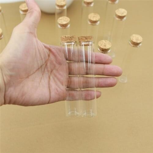 50pcs/lot Glass Bottle 22*100mm Test Tube Cork Stopper Mini Spice Bottles Container Small DIY Jars Vials Tiny Bottles glass