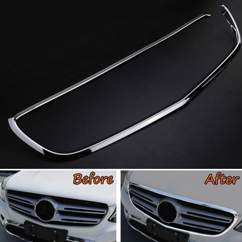 ABS Front Grille Grill Cover Moulding Trim Frame Decoration For Benz GLC Class X205 GLC200 2015 2016 Car Styling Covers