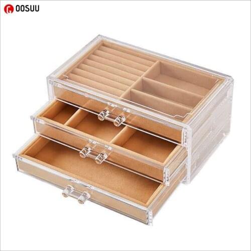 Acrylic Jewelry Organizer box Watch Box makeup Bracelets Earring&Ring casket packaging case Necklace container Collection gift