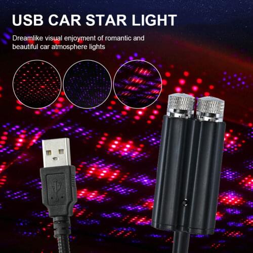 Car Decor Roof Star Light Car Interior LED Starry Lights USB Atmosphere Projector Lights Adjustable Auto Interior Decoration