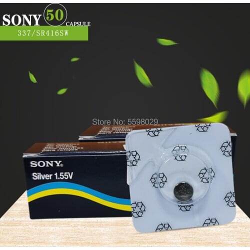 50pcs Single grain packing Sony Original 1.55V 337 SR416SW Silver Oxide Watch Battery Button Coin Cell MADE IN JAPAN