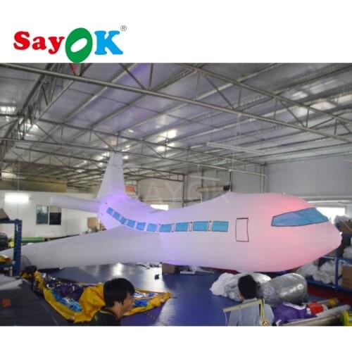 10m Large inflatable airplane inflatable hanging aircraft with RGB led lights for advertising, theme, party decoration