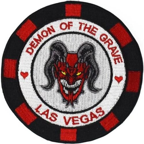 DEMON OF THE GRAVE Patches LAS VEGAS Embroidery Stickers Clothes Decoration Iron on Biker Custom patches Applique Badges devil