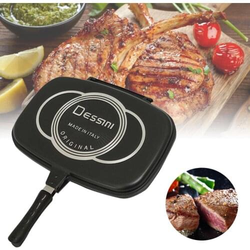 32Cm Double Sided Frying Pan Injection Molding Factory Outlet Steak Frying Pan Grill Pan Kitchen Cookware Fast delivery Dropship