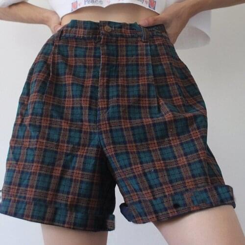 Harajuku Lattice Shorts Women Summer 2021 Casual High Waisted Wide Leg Short Femme Vintage Bottoms Streetwear Shorts Pants