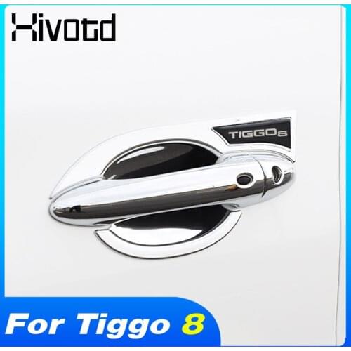 Hivotd Chrome Door Handle Bowl Cover Exterior Accessories ABS Protective Trim Car Styling Refit Parts For Chery Tiggo 8 2018
