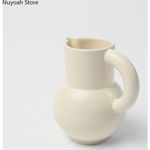 European Solid Color Ceramic Kettle 1100ml Large Capacity Cold Kettle Creative Teapot Pendulum Simple Vase Props Home Decoration