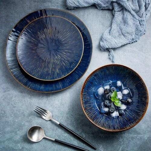 Creative Retro European-style Ceramic Plate Western Steak Plate Pasta Plate Dessert Plates Breakfast Plate Household Tableware