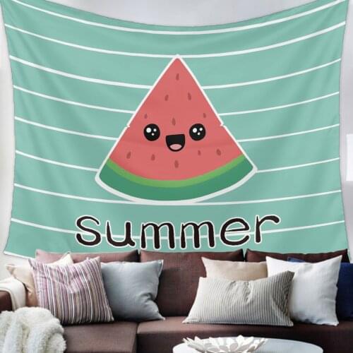 Summer Watermelon Cartoon Stripes Tapestry Bedroom Home Decoration Wall Blanket Tapestry Bedroom Wall Hanging Yoga Mat