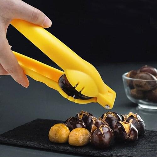 Cute Stainless Steel 2 in 1 Quick Chestnut Clip Walnut Pliers Metal NutCracker Sheller Nut Opener Kitchen Tools Cutter Gadgets b