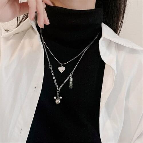 Fashion simple layered Cartoon pendant necklace for women Cute anime long necklace vintage chain women jewelry gift for birthday