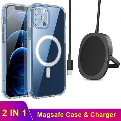 Tongdaytech Soft TPU Magnetic Case With Wireless Charger For Iphone 11 12 Pro Max XS Max XR 8 7 6S SE Fast Charger For Magsafe