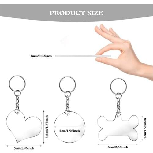 N7MF 30 Pieces Diy Love Round Bone Hand-painted Acrylic Keychain Set