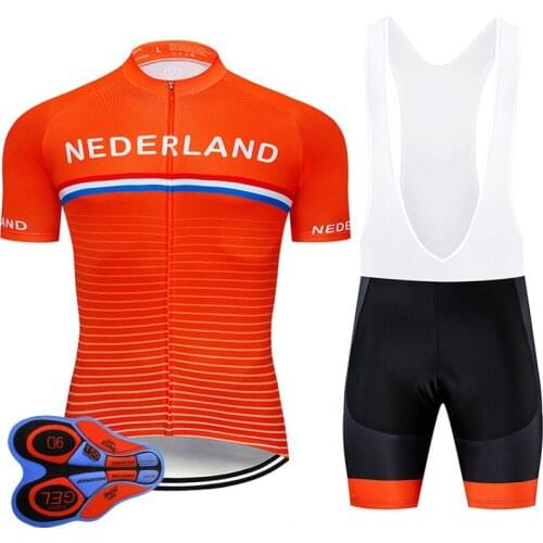 2021 New Summer 2021 Team NEDERLAND Cycling Jersey Bib Set MTB Uniform Bicycle Clothing Bike Wear Clothes Mens Short Maillot C