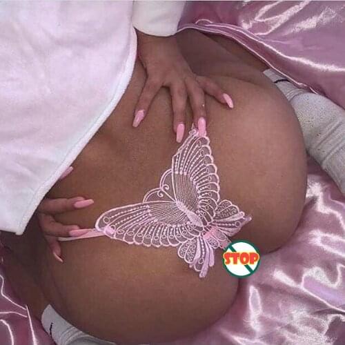NEW Sexy Women Lace Hollow out Butterfly Shaped G-String Open Crotch Underwear Lingerie Panties Exotic Briefs