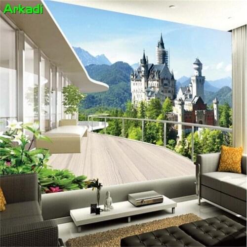 Custom Photo Wallpaper European Dream Castle Living Room Bedroom Wall Painting 3D Three-dimensional Background Wall Painting