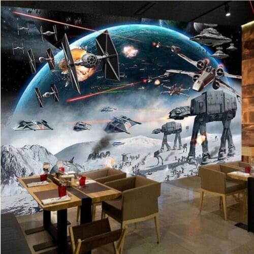 Custom Photo Wall Paper 3D Stereo Cartoon Shock Star Wars Mural Kids Room Cafe KTV Backdrop Wallpaper For Walls 3 D Papel Tapiz