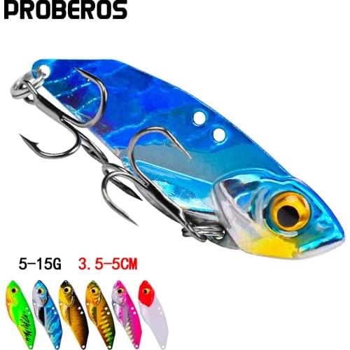 PROBEROS 1PCS VIB Spinner Bait 5g 7g 10g 15g Spoon Lures Pike Carp Metal With Treble Hooks Arttificial Bass Bait Fishing Lure