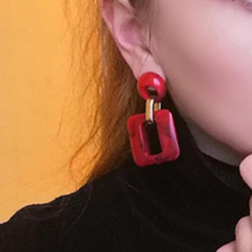 New Fashion Boho Women Round Square Hollow Geometric Dangle Ear Stud Earrings Jewelry Gift Female Korean Jewelry