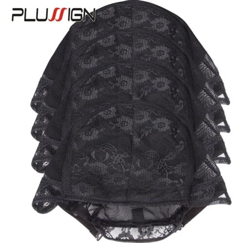 Plussign Hot Selling Dome Cap For Wig Mesh Xl Wig Cap Hairnet Adjustable U Part Wig Caps Double Lace Net Caps 5Pcs
