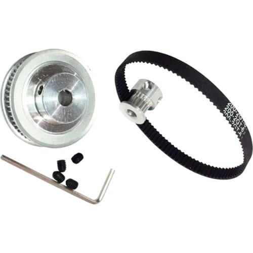 2GT Timing Belt Pulley 16 Teeth + 60 Teeth, HTD Kits GT2 Timing Belt Closed-loop 200mm Pulley