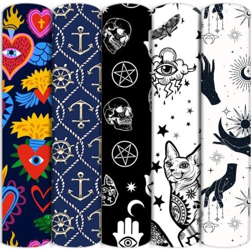 Hands Cats MoonPolyester Cotton/4 way Stretch Knit Fabric Patchwork Sewing Kid Home Textile Cloth Quilting Dress Curtai,1Yc17003