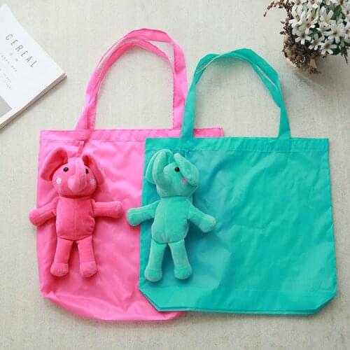 New Cotton Elephant Cute Animal Toy cotton filling Folding Shopping Bag Eco Friendly Ladies Gift Foldable Reusable Bag