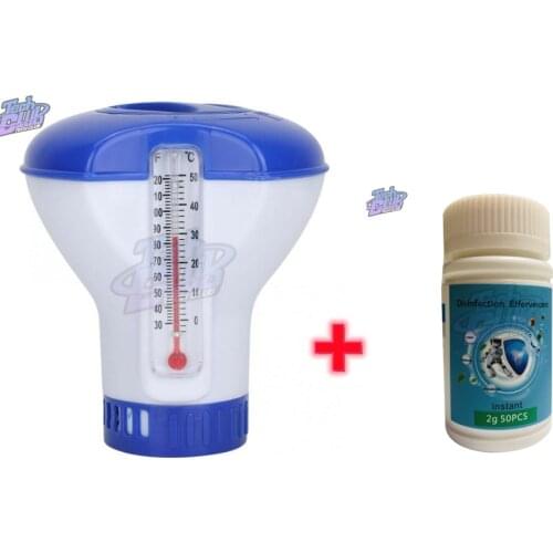 50Pcs Pool Cleaning Effervescent Chlorine Tablets w Dispencer Crystal Clear Cage Disinfect Swimming Pool Foaming Clarifier