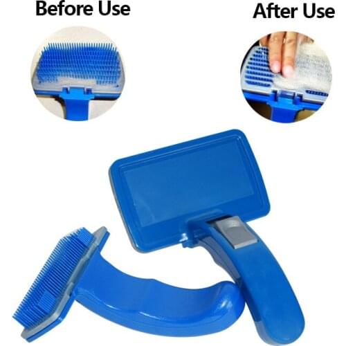 Pet Dog Cat Fur Hair Grooming Self Quick Clean Shedding Tool Brush Comb Shedding Tool Hair Removal Accessories with Handle