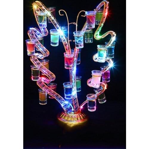 Butterfly Shaped LED Rechargeable Shot Glass Holder Flashing Light Up Whisky Cocktail Wine Cup Rack For Bar Disco NightClub