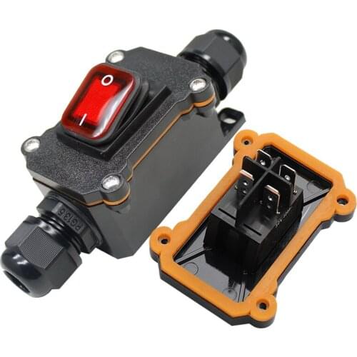 250V 25A waterproof box inline cord switch PG9 PG13.5 M201.5 4pin 6pin ON/OFF with red green lamp rocker