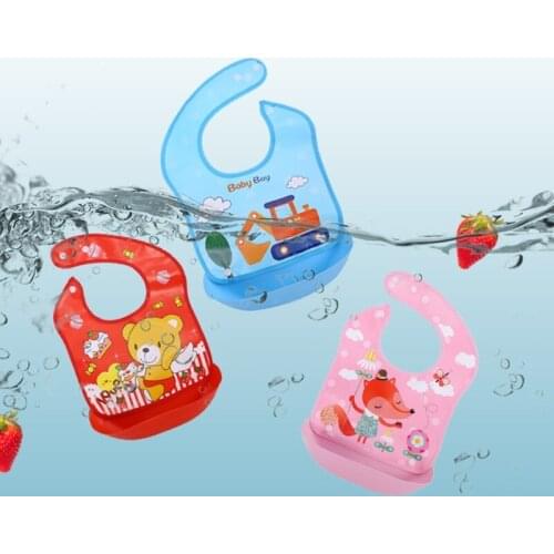Waterproof Baby Bib Feeding Saliva Towel Newborn Cartoon Apron Adjustable Saliva Towel with Removable Food Catcher Roll up Gifts