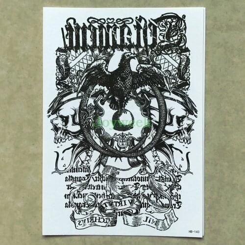 Waterproof Temporary Tattoo Sticker large hawk skull tatto stickers flash tatoo fake tattoos for men women old school