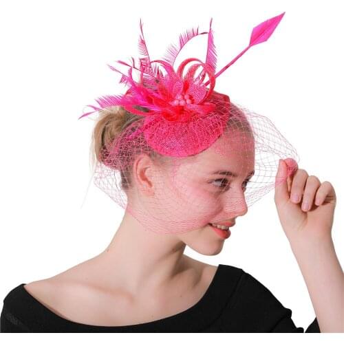 Hot Pink Sinamay Mesh Hair Fascinator Hats Gorgeous Bridal Wedding Show Headpiece Elegant Women Ladies Race Millinery Headpiece